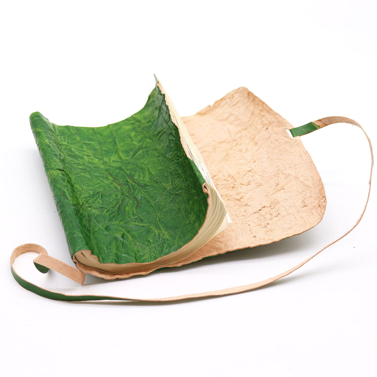 Rolled Leather Travel Notebook – 96 pages – Green 21x15cm