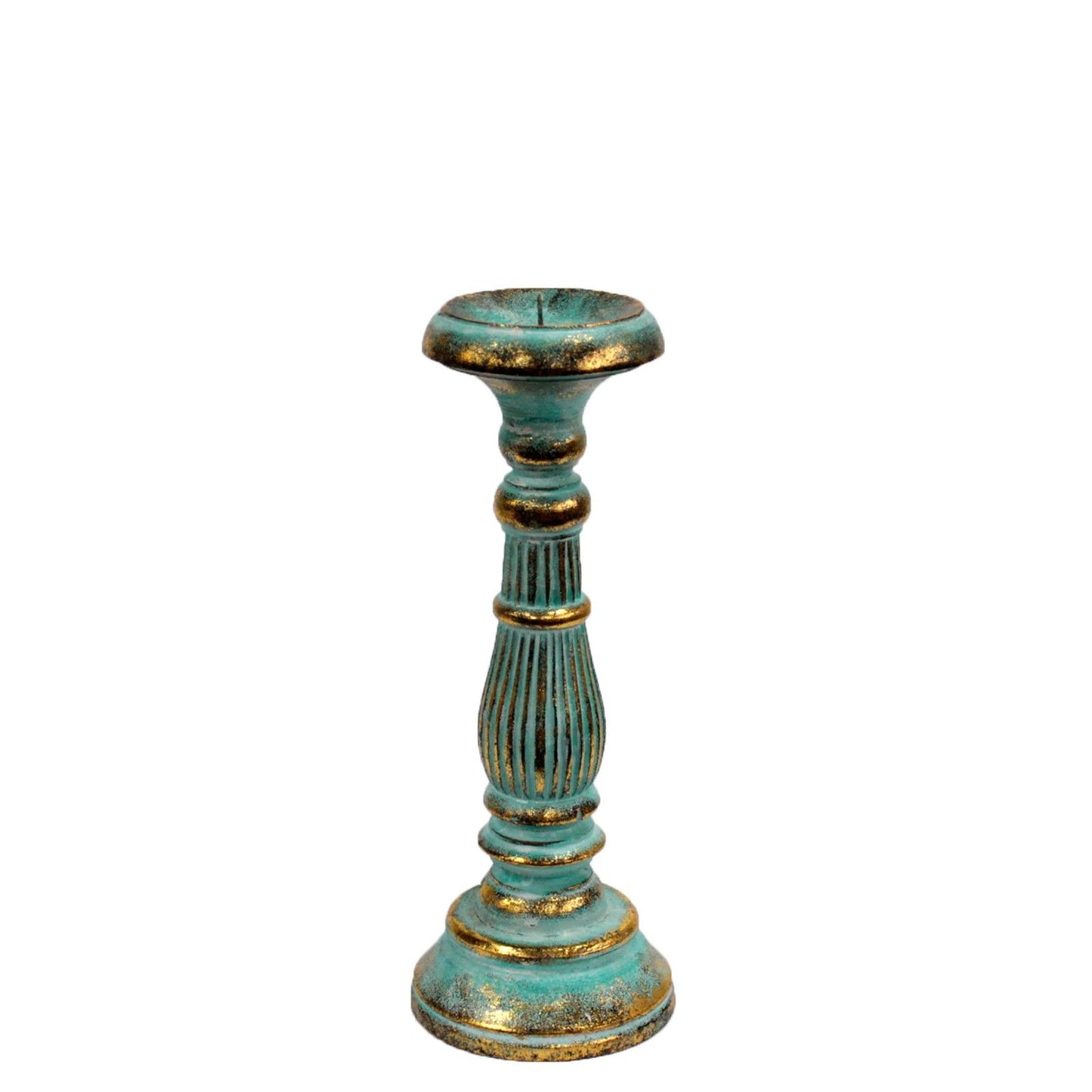 Small Turquoise & Gold Candle Holder