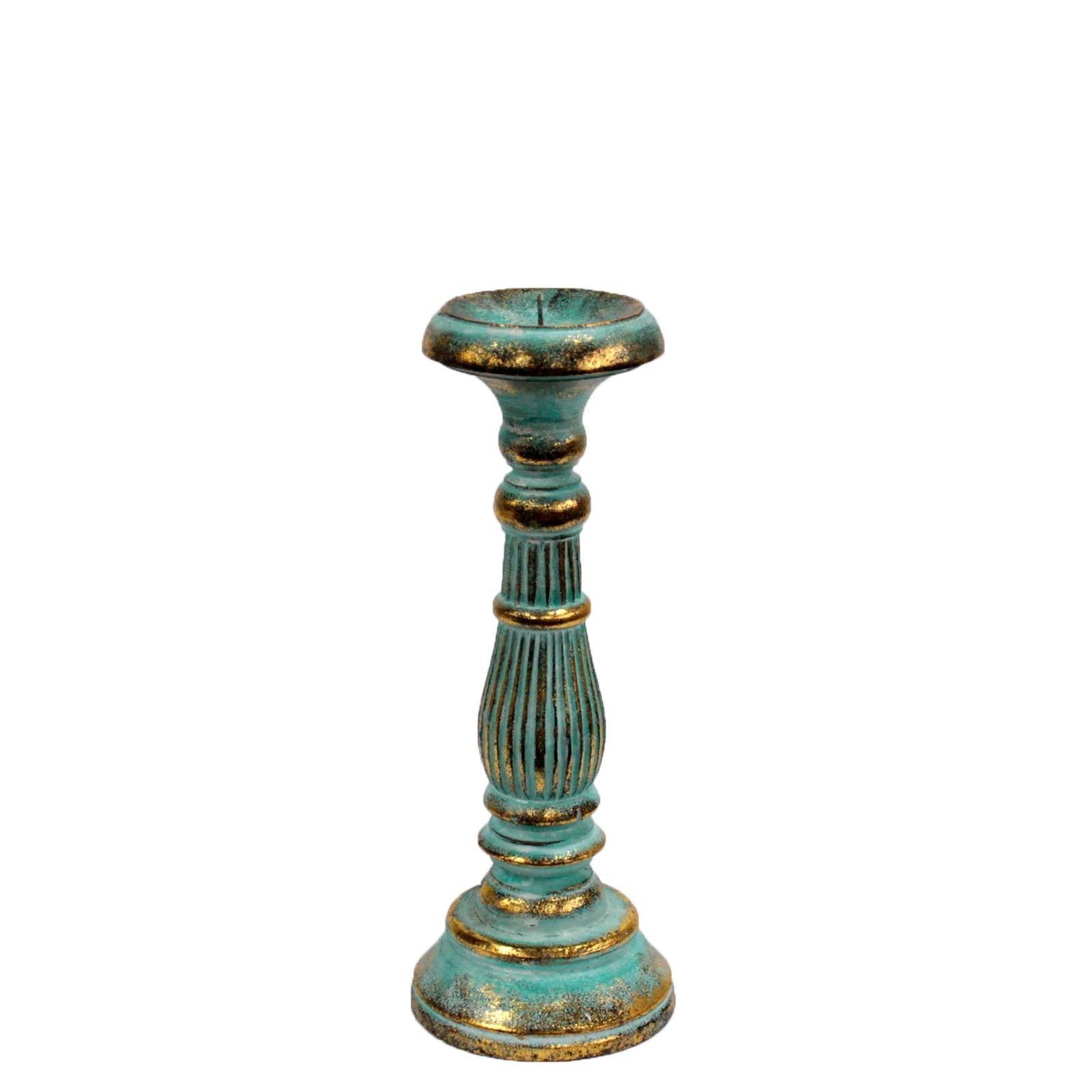 Small Turquoise & Gold Candle Holder