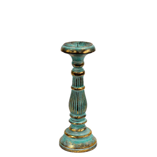 Small Turquoise & Gold Candle Holder