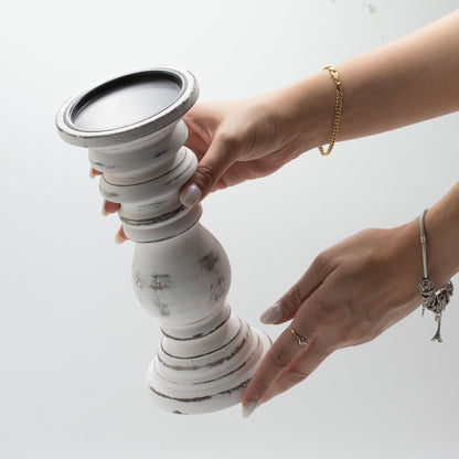 Whitewash Candle Stand – Small