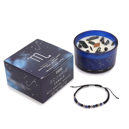 Zodiac Crystal Candle with Gemstone Bracelet – Scorpio