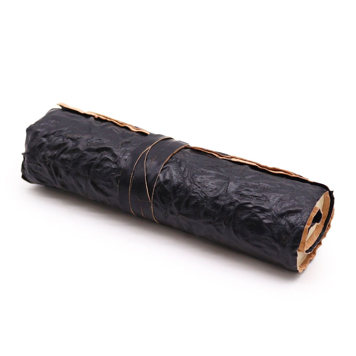 Rolled Leather Travel Notebook – 96 pages – Black 21x15cm