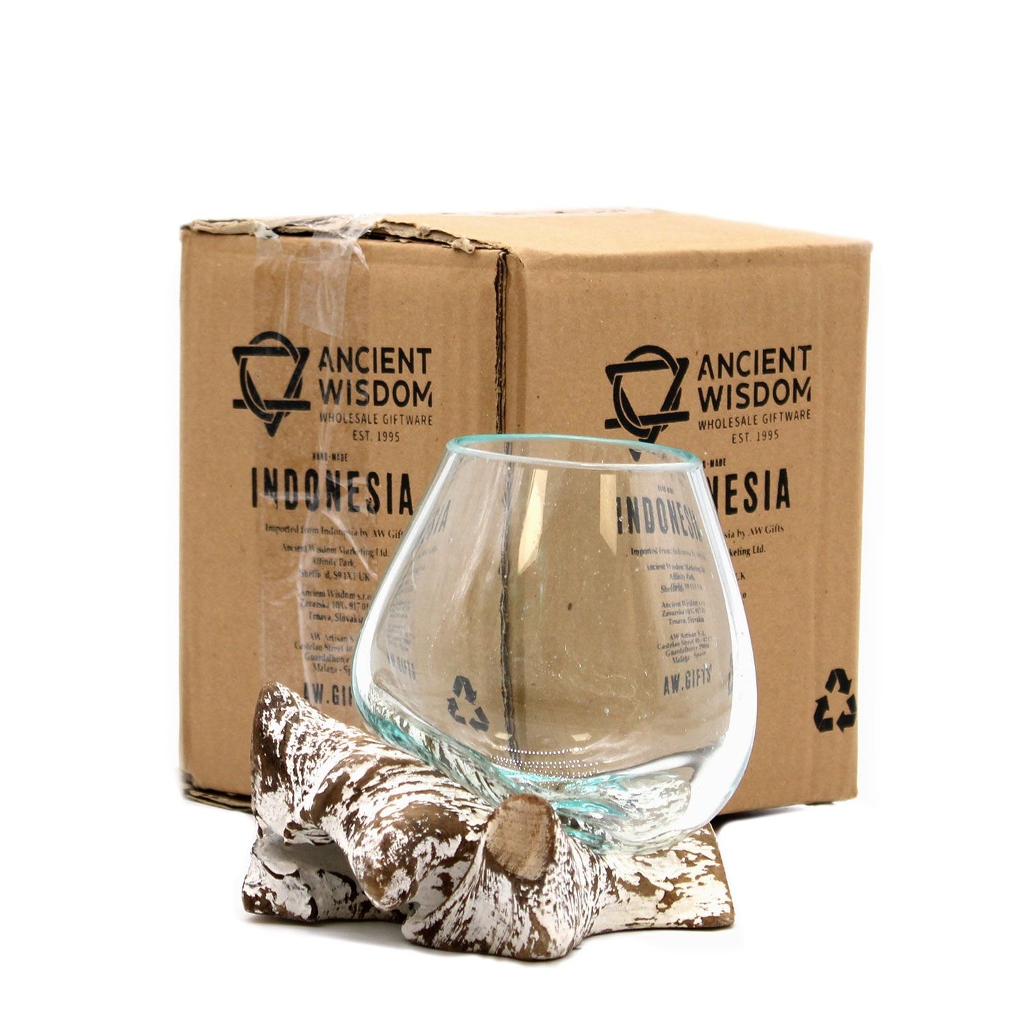 Molten Glass on Whitewash Wood Small Bowl