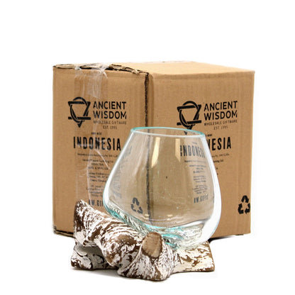 Molten Glass on Whitewash Wood Small Bowl