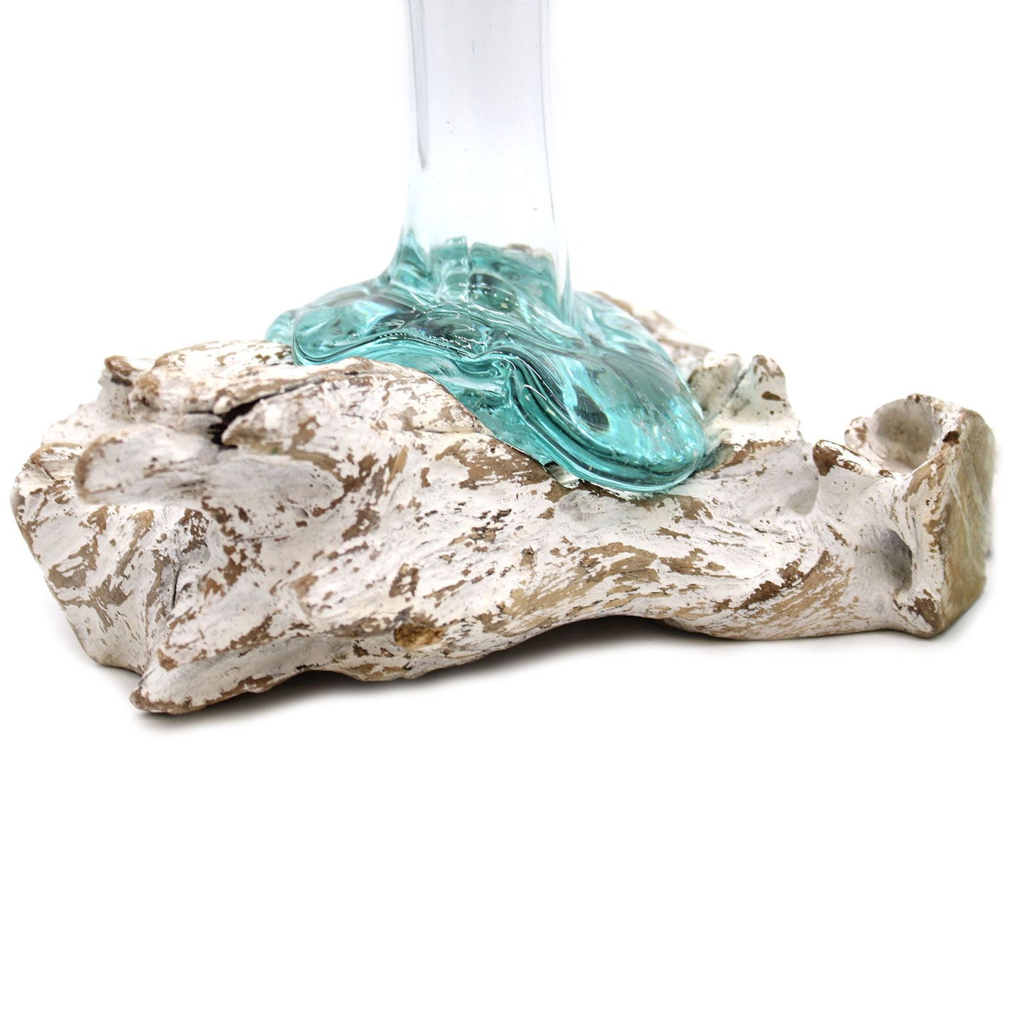 Molten Glass on Whitewash Wood Vase Medium