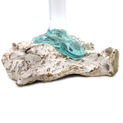 Molten Glass on Whitewash Wood Vase Medium