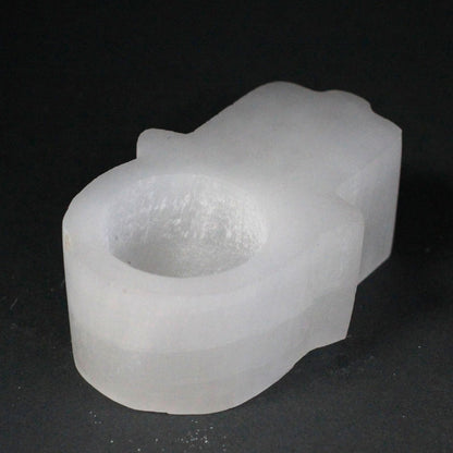 Selenite Hamsa Hand Candle Holder