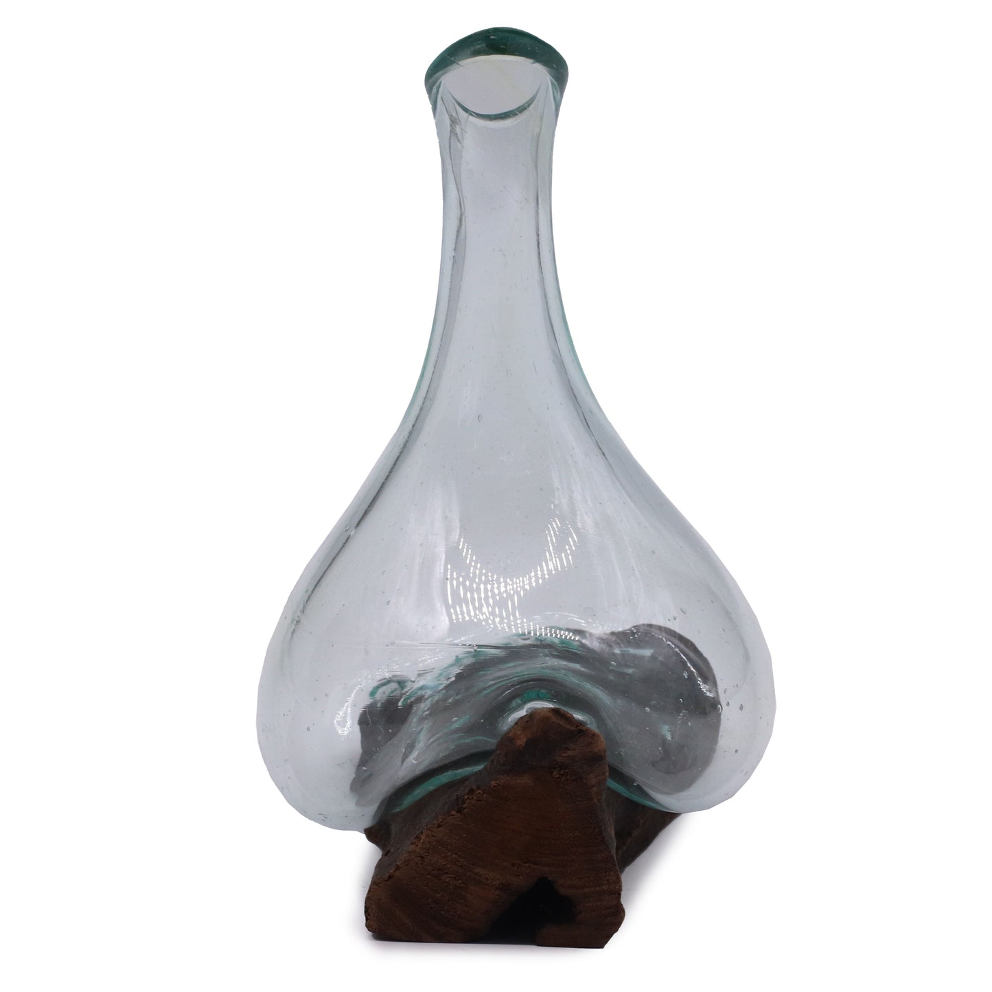 Molten Glass Mini Decanter on Wood 20cm