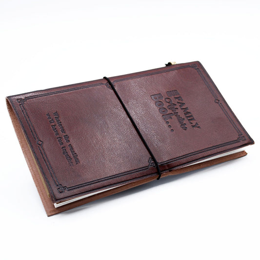 Handmade Leather Journal – Our Family Adventure Book – Brown (80 pages)