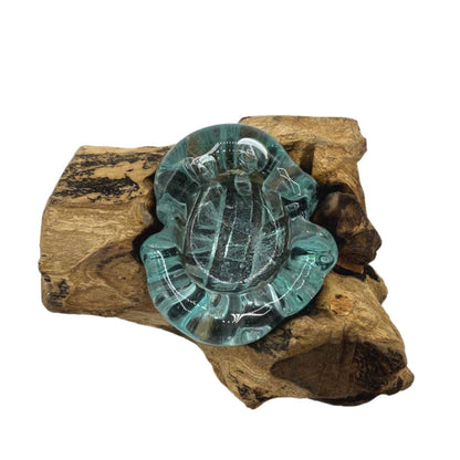 Molten Glass Single Candle Holder on Wood