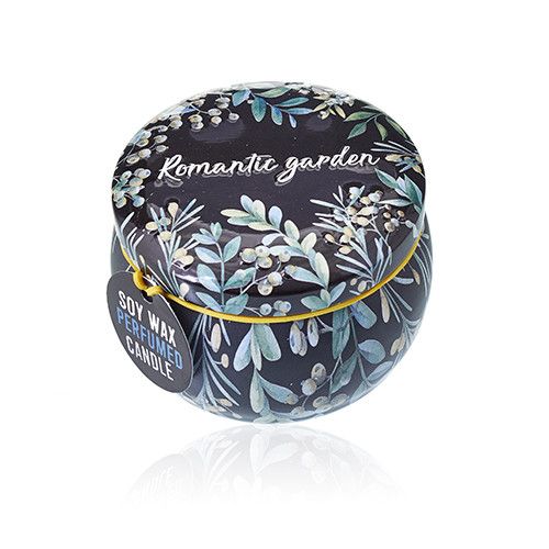 Romantic Garden Art Tin Candle – Tea & Rose Scent