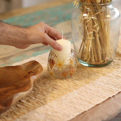 Floral Glass Candle Holder – Rosa Straight (8 x 8cm)