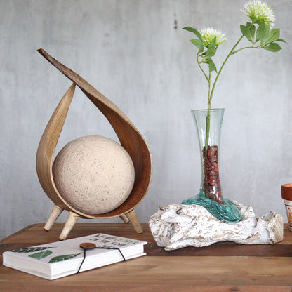 Molten Glass on Whitewash Wood Vase Medium