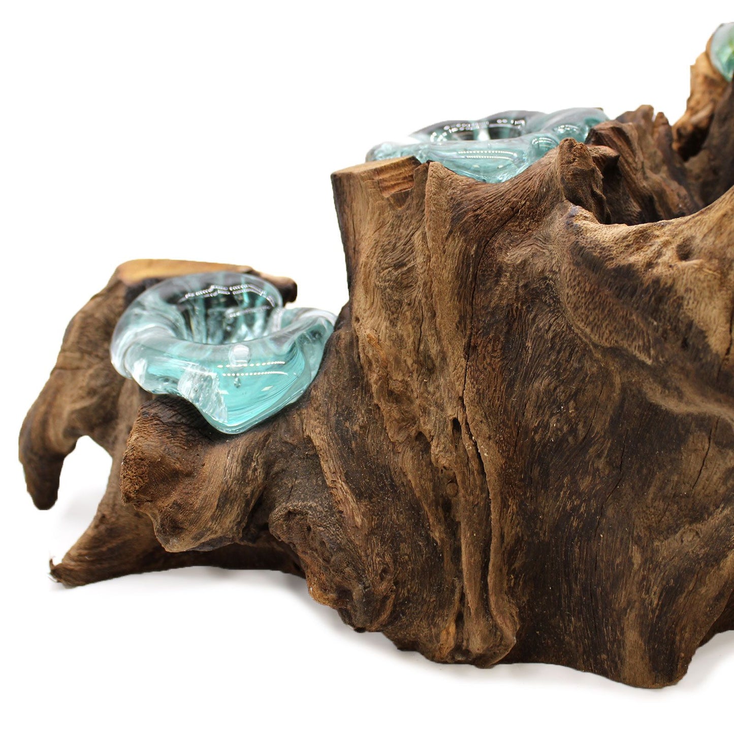 Molten Glass Five Candle Holder on Wood