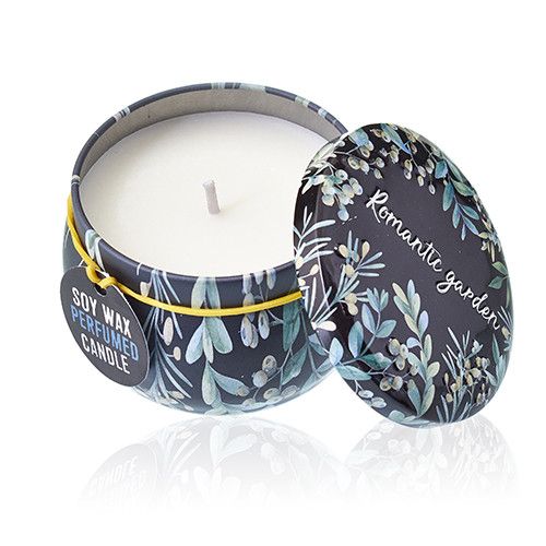 Romantic Garden Art Tin Candle – Tea & Rose Scent