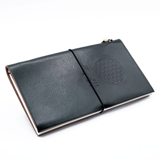 Handmade Leather Journal – Flower of Life – Green (80 pages)