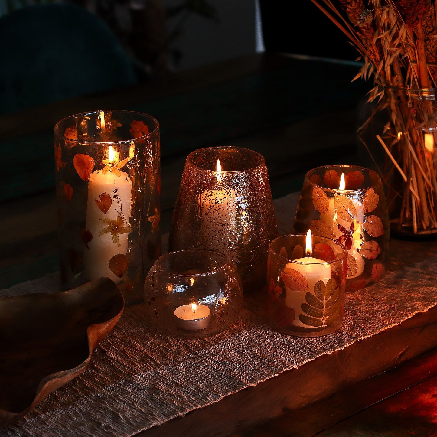 Floral Glass Candle Holder – Primavera Bowl (8 x 10cm)