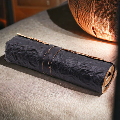 Rolled Leather Travel Notebook – 96 pages – Black 21x15cm