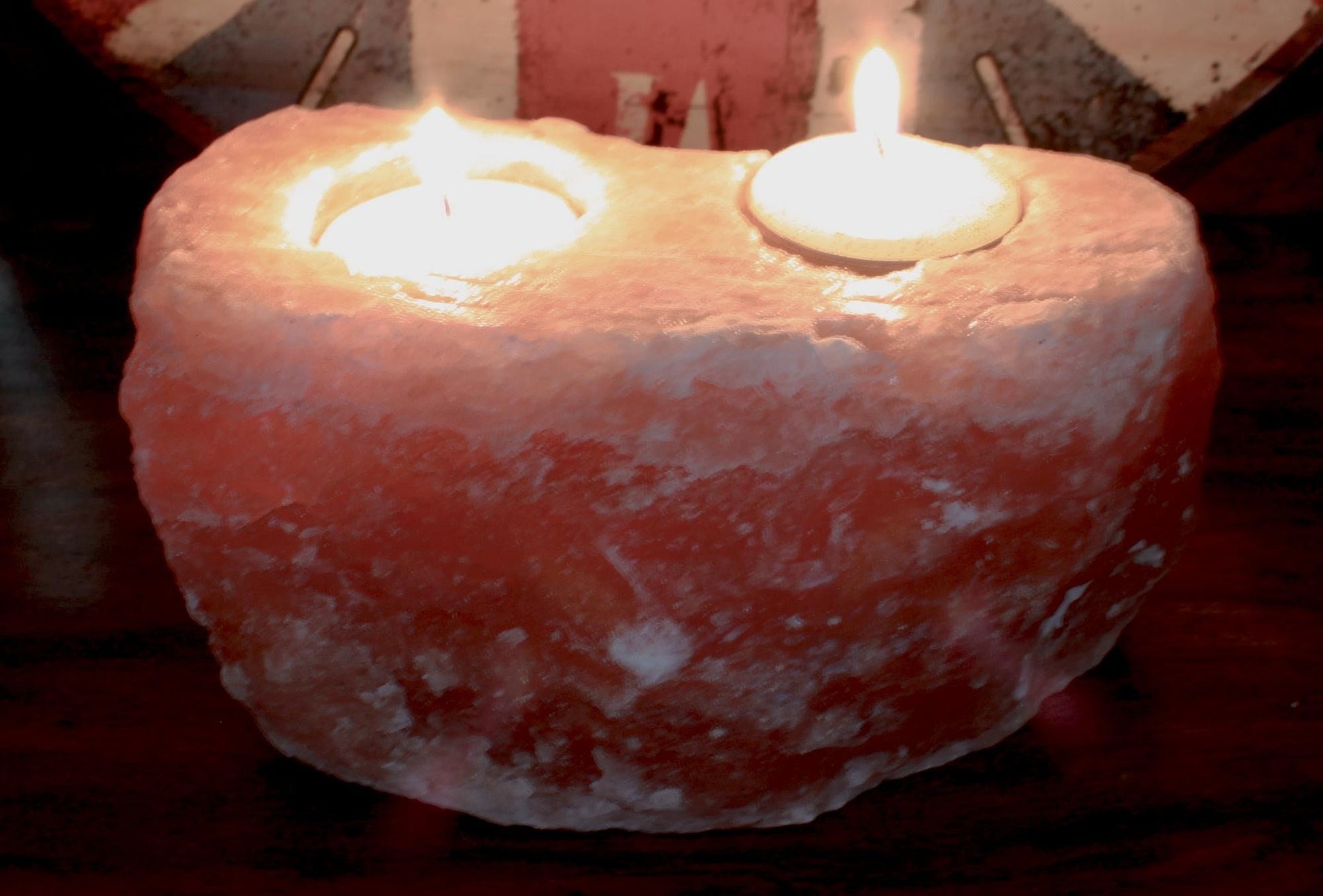 Double-Chamber Himalayan Salt Candle Holder