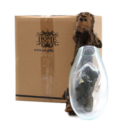 Molten Glass on Wood Hanging Bowl Wall Mounted