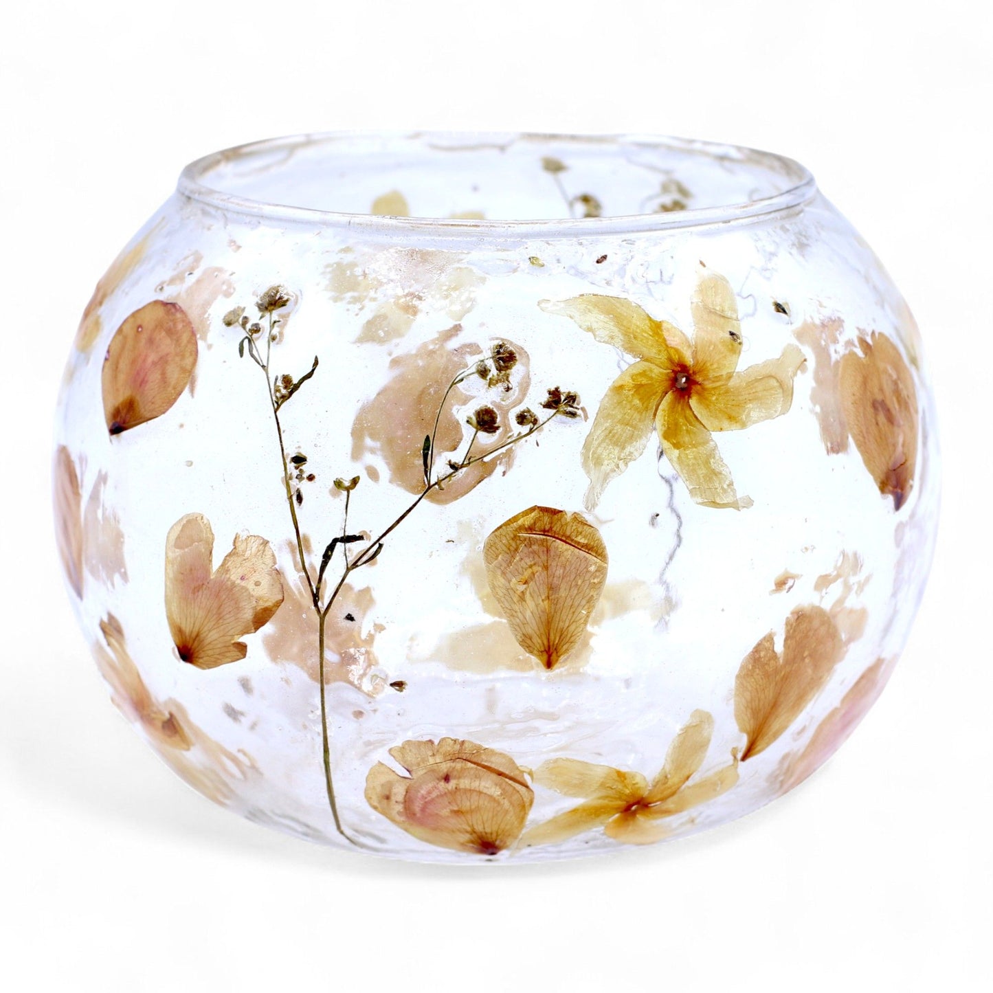 Floral Glass Candle Holder – Rosa Large Bowl (12 x 13cm)