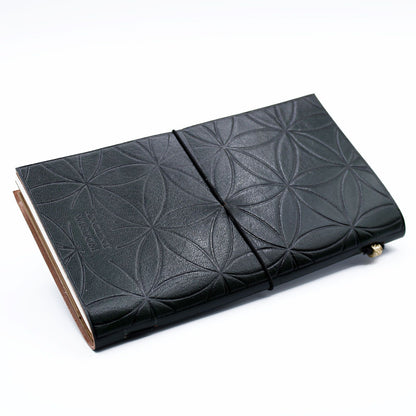 Handmade Leather Journal – Flower of Life – Green (80 pages)