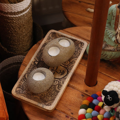 Riverstone Candle Holder – Double Nightlight