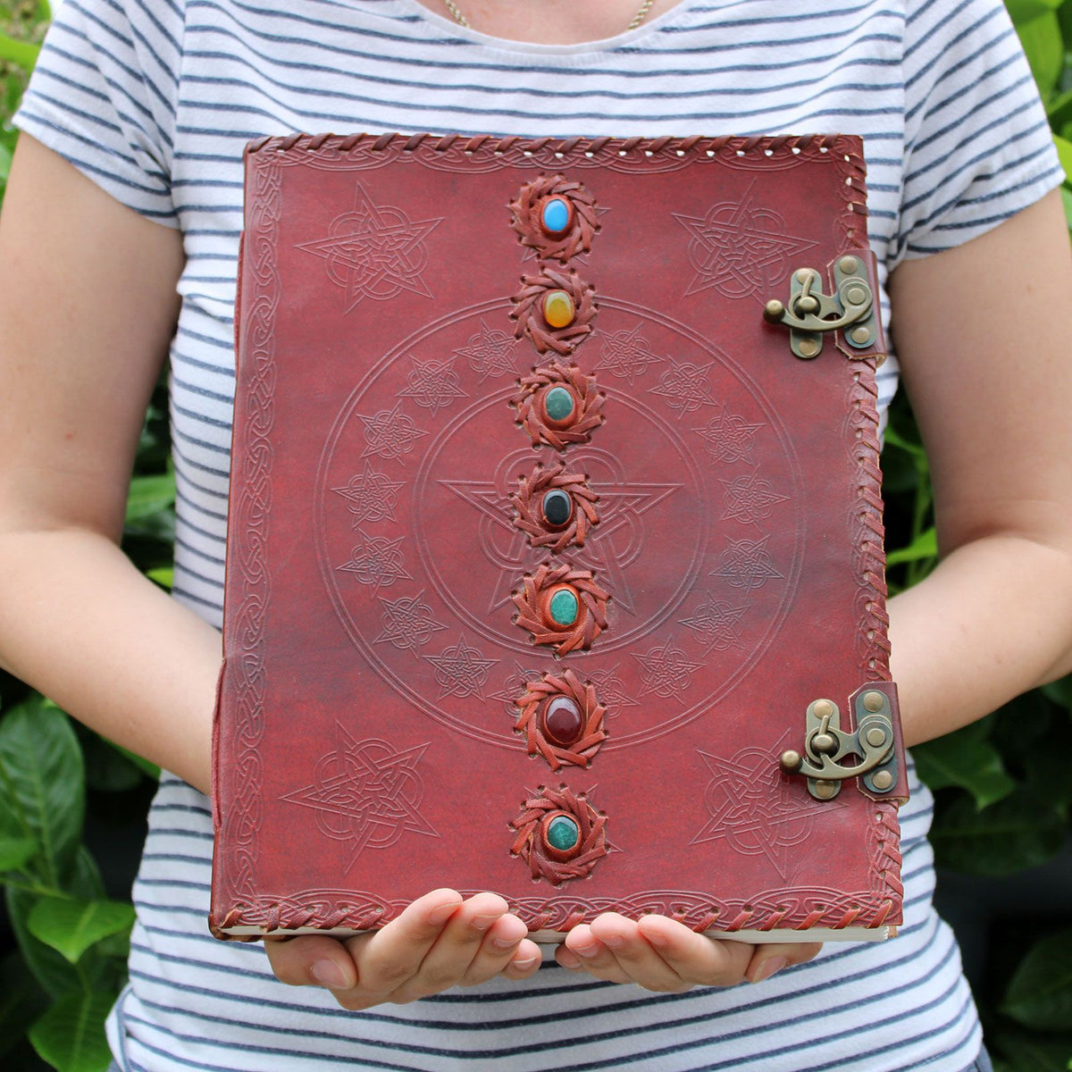 Huge 7 Chakra Leather Book – 10x13 (200 pages)