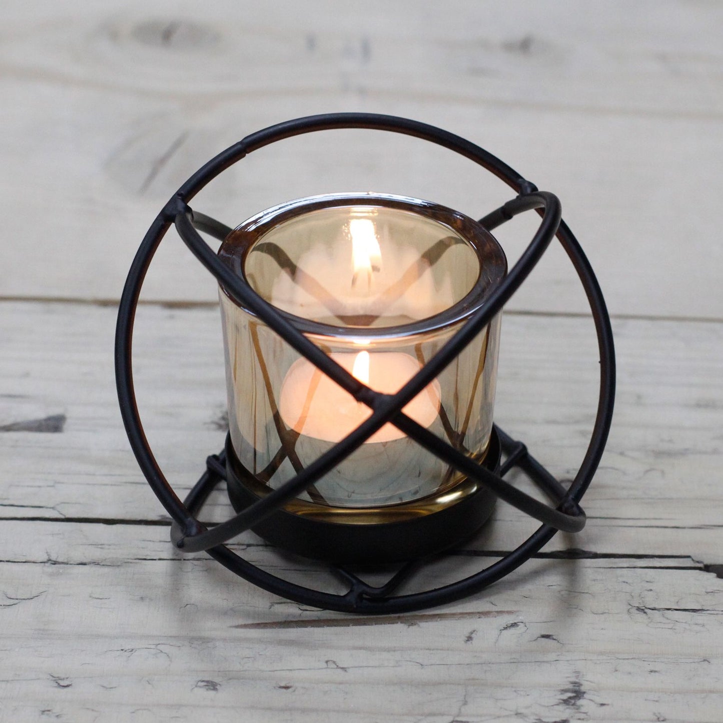 Iron Votive Holder with Single Ball Centrepiece – One Cup