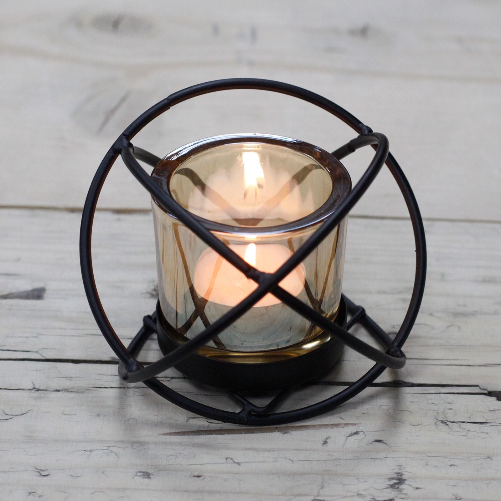 Iron Votive Holder with Single Ball Centrepiece – One Cup