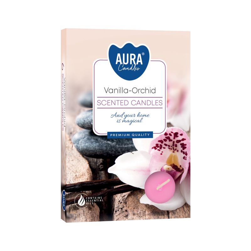 Set of 6 Scented Tealights Vanilla & Orchid