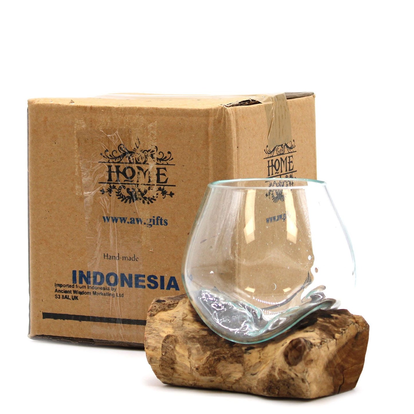 Molten Glass on Wood Small Bowl