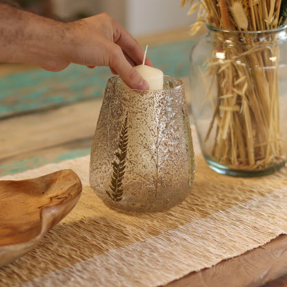 Floral Glass Candle Holder – Pino Large Bowl (15 x 12cm)