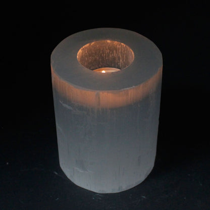 Selenite Candle Holder – Cylinder 10cm
