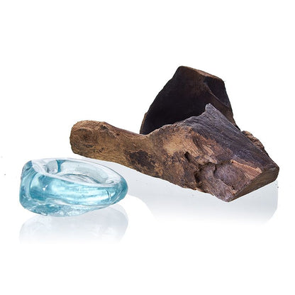 Molten Glass on Wood Candle Holder