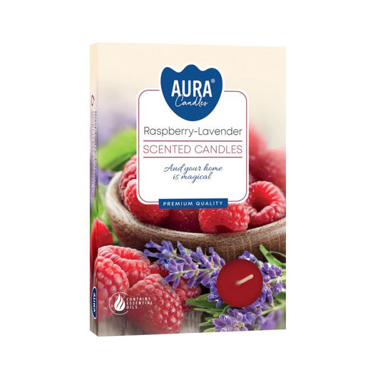 Set of 6 Scented Tealights Raspberry & White Lavender