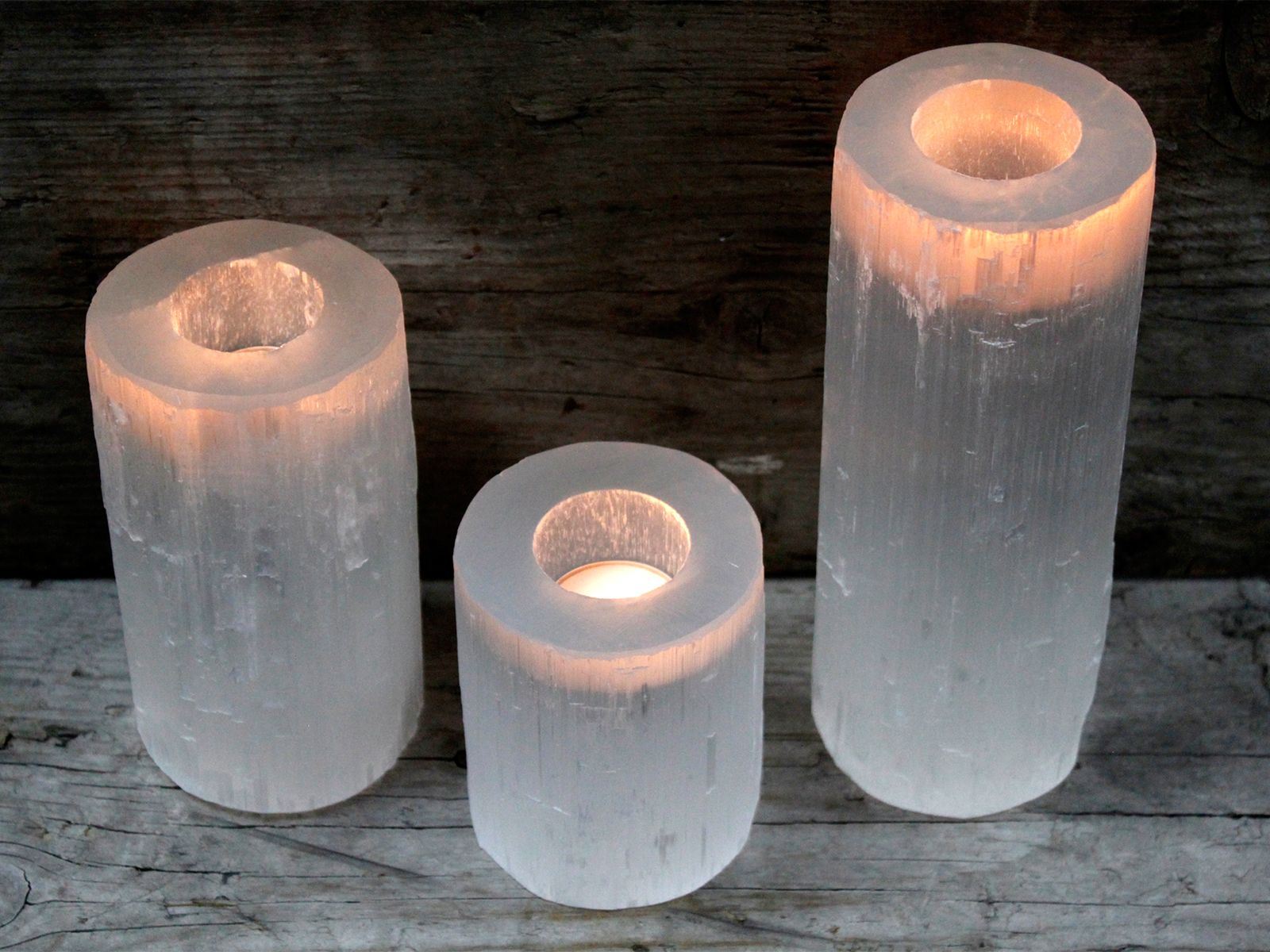 Selenite Cylinder Candle Holder – 20cm