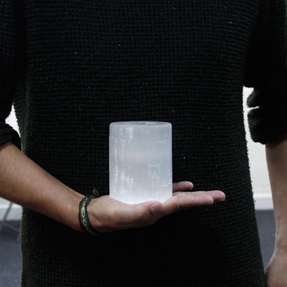 Selenite Candle Holder – Cylinder 10cm