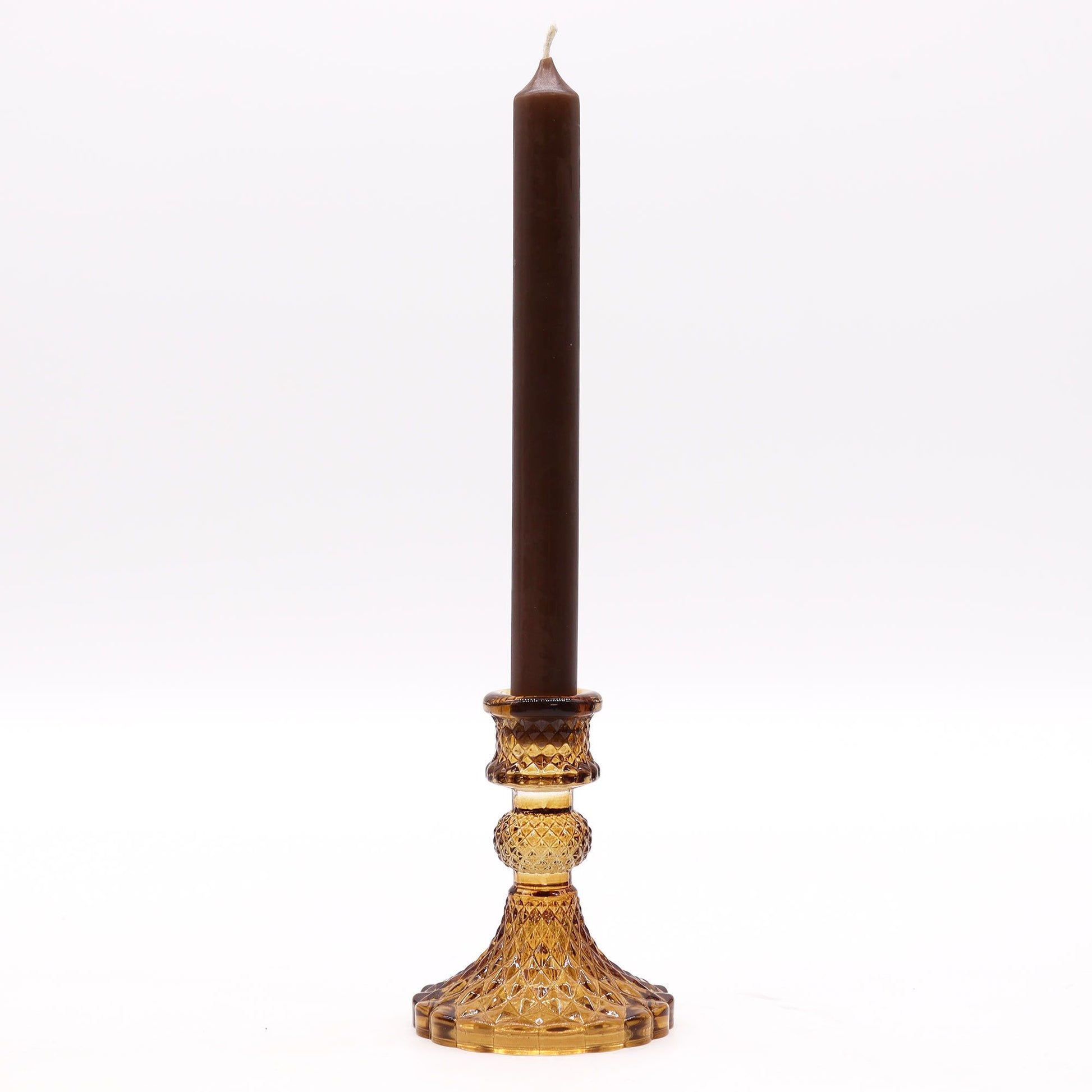 Vintage Candle Holder – Antique Amber