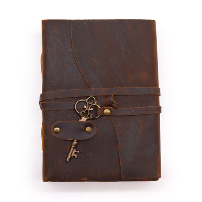 Oiled Leather & Key – 200 pages deckle-edged – 13x18cm
