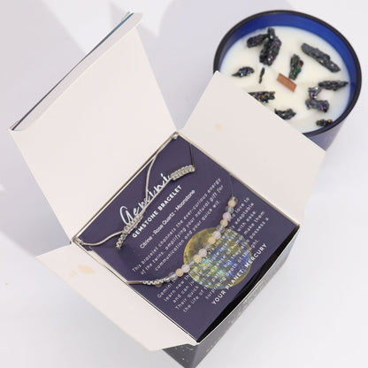 Zodiac Crystal Candle with Gemstone Bracelet – Gemini