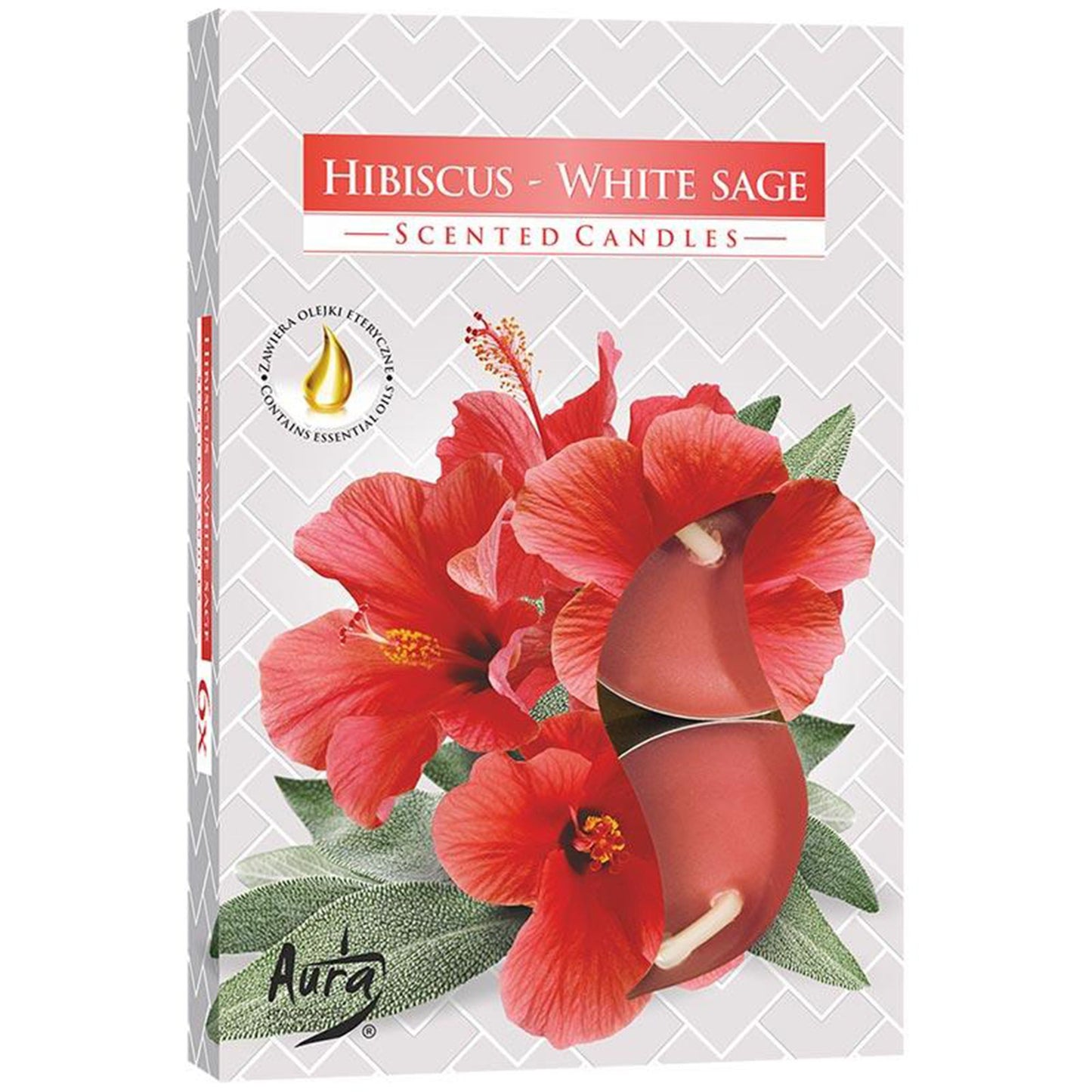 Set of 6 Scented Tealights Hibiscus & White Sage