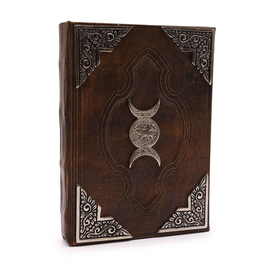 Hefty Brown Tan Book – Zinc Triple Moon Decor – 200 Deckle Edges Pages – 26x18cm