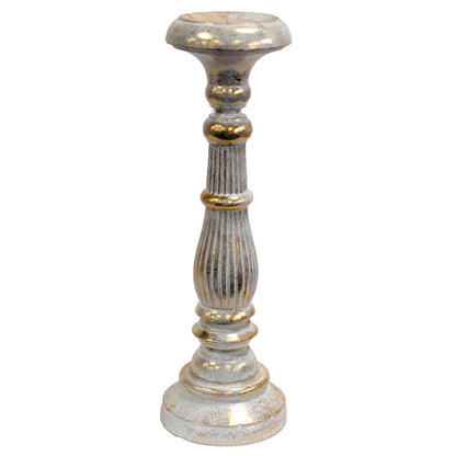 Tall White & Gold Candle Holder