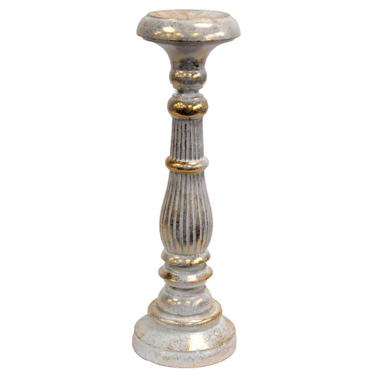 Tall White & Gold Candle Holder