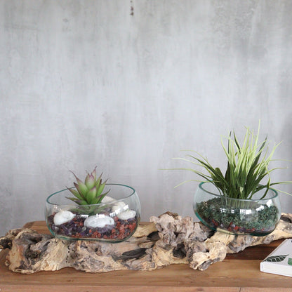 Molten Glass on Extra Large Double Wood Stand 70cm