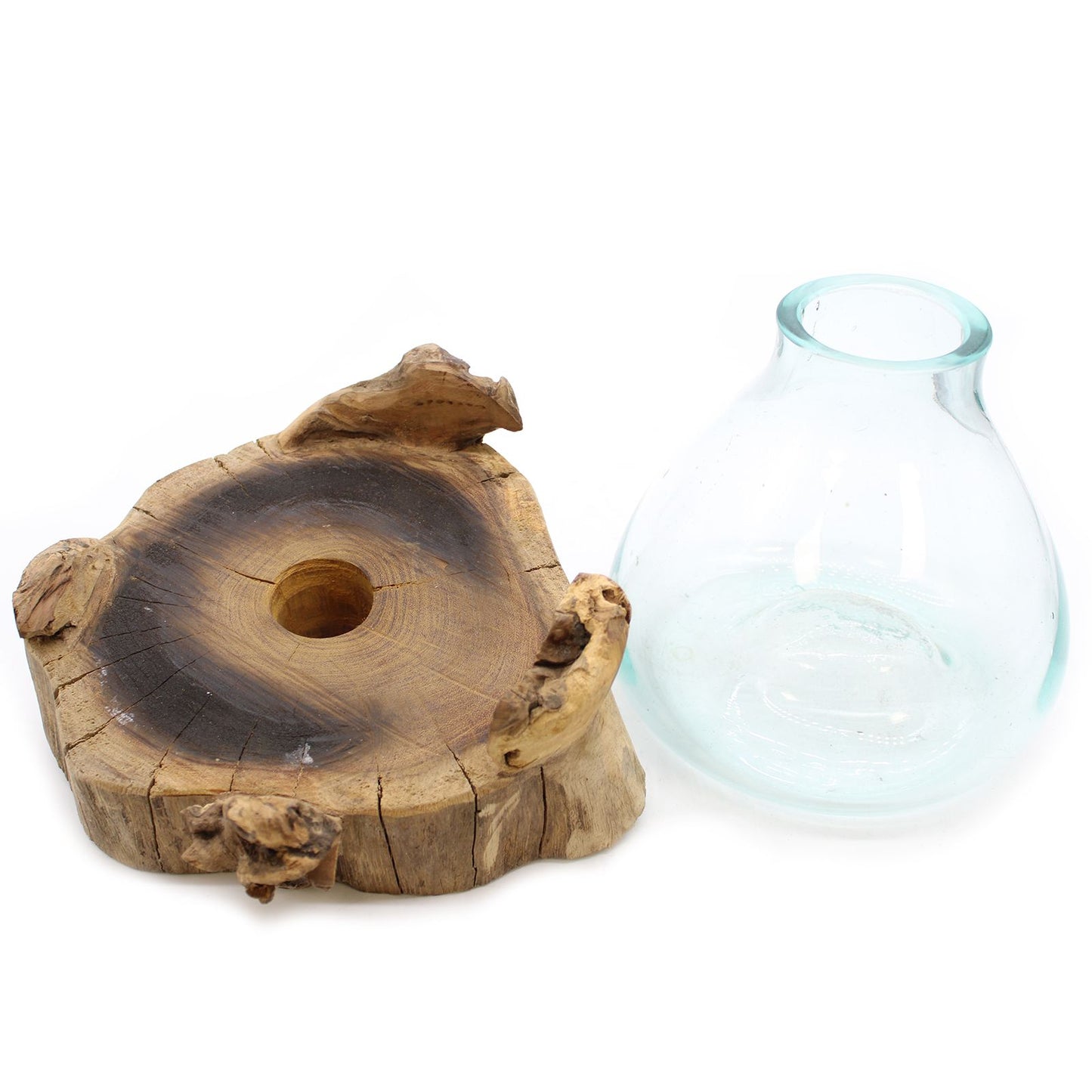 Molten Glass Large Bowl on Wood with Light 3.7L