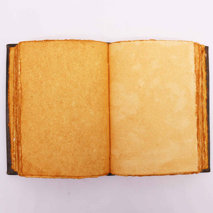 Hefty Brown Tan Book – Zinc Triple Moon Decor – 200 Deckle Edges Pages – 26x18cm