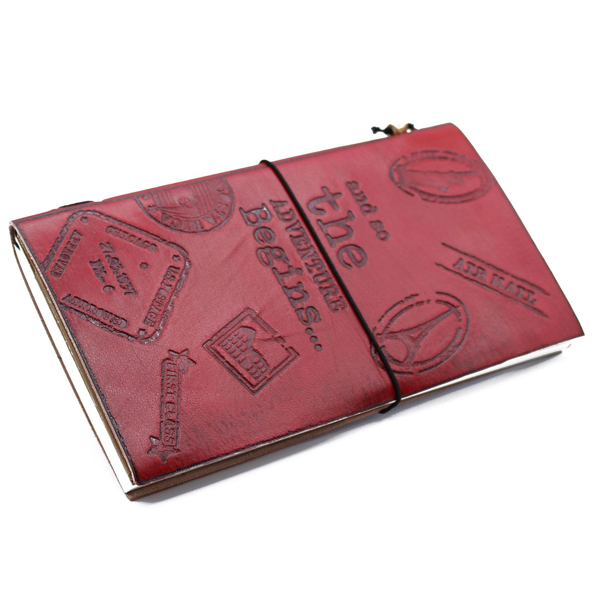 Handmade Leather Journal- The Adventure Begins – Red – (80 pages)